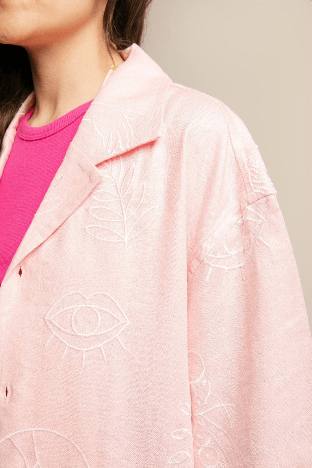 CABRIOLES・Embroidered shirt・Pink