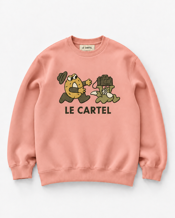 CATCH ME IF YOU CAN・Embroidered unisex crewneck・Pink