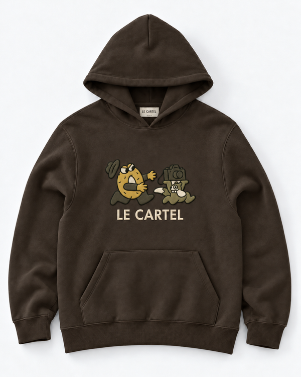 CATCH ME IF YOU CAN・Unisex embroidered hoodie・Chocolate