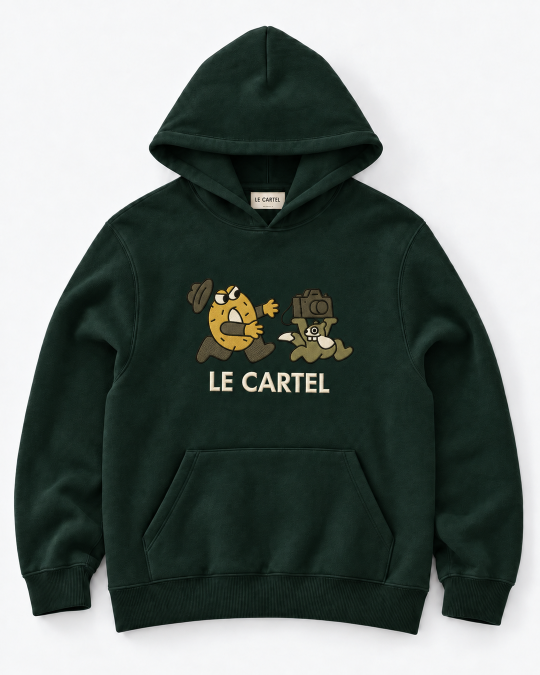 CATCH ME IF YOU CAN・Unisex embroidered hoodie・Green
