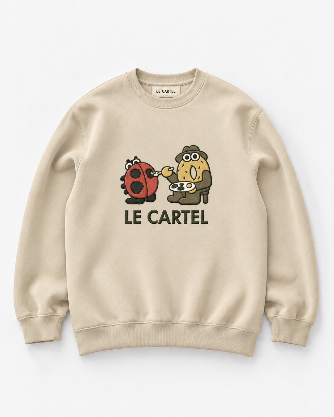 DRAW ME A LADYBUG・Embroidered unisex crewneck・Cream