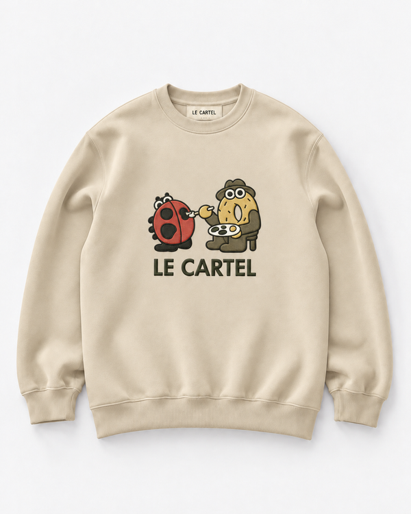 DRAW ME A LADYBUG・Embroidered unisex crewneck・Cream