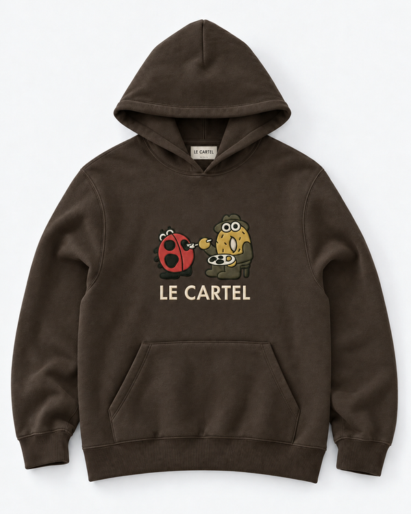 DRAW ME A LADYBUG・Unisex embroidered hoodie・Chocolate