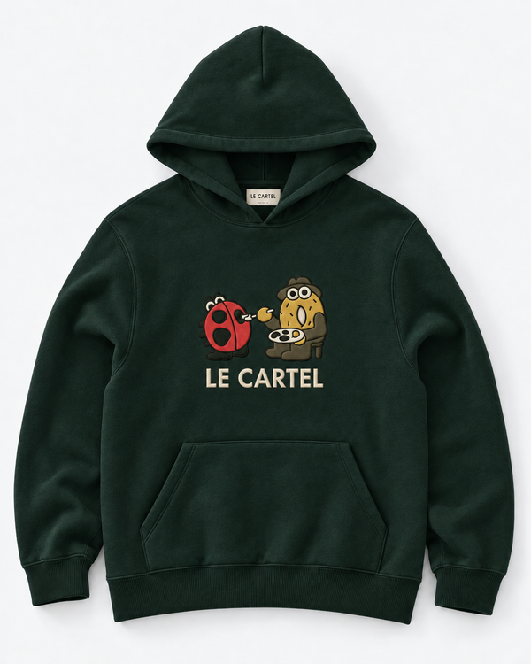 DRAW ME A LADYBUG・Embroidered unisex hoodie・Green