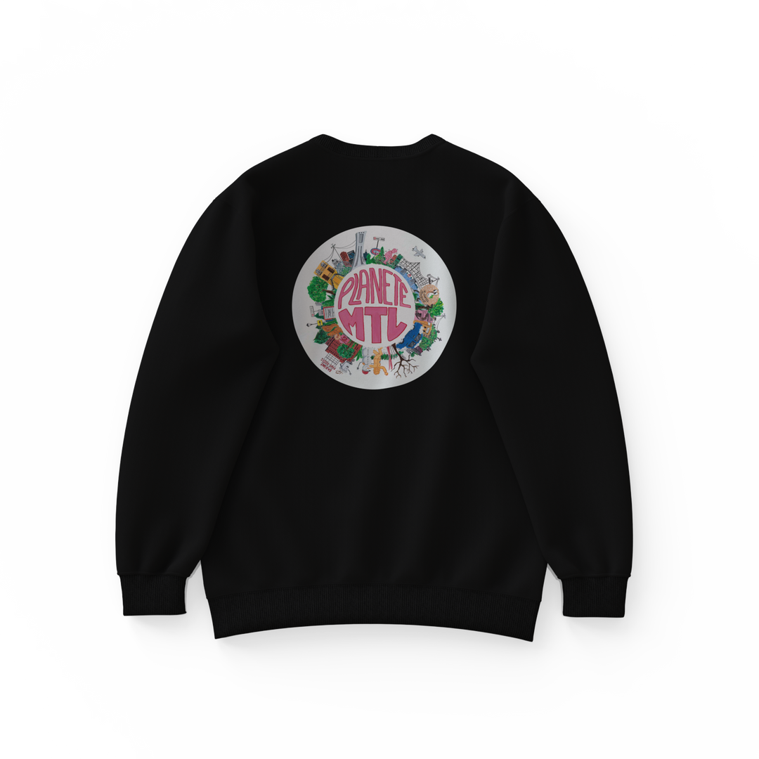 PLANÈTE MTL・Crewneck unisexe・Noir