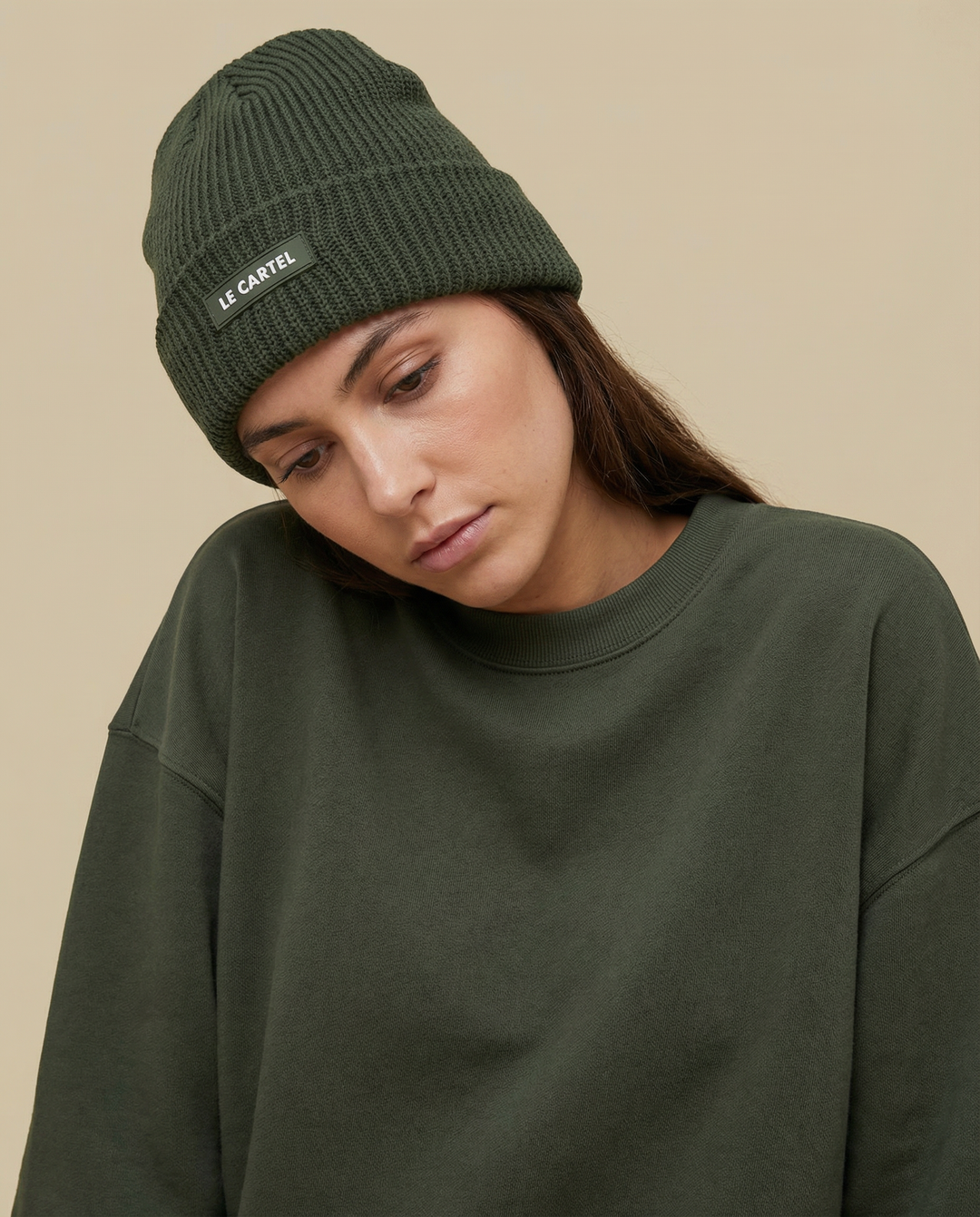 CHUNKY・Large knit beanie・Forest green