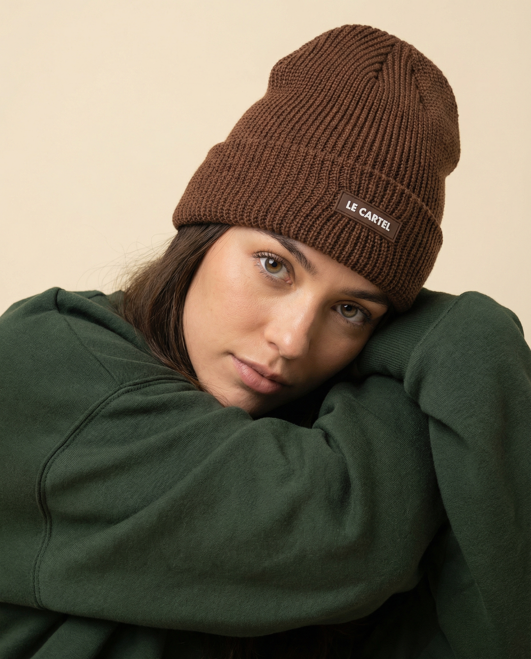 CHUNKY・Large knit beanie・Brown