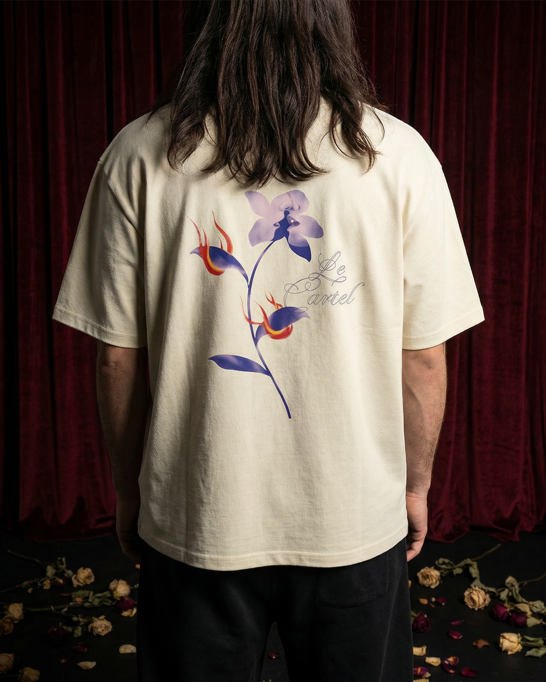 COMBUSTION LENTE・T-shirt ample unisexe・Crème