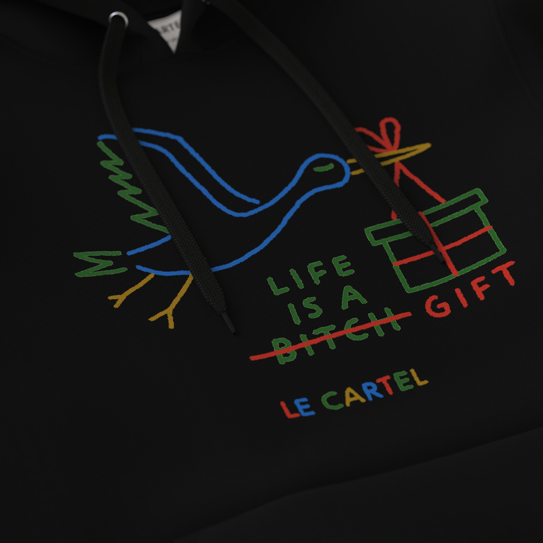 LIFE IS A GIFT・Hoodie unisexe・Noir