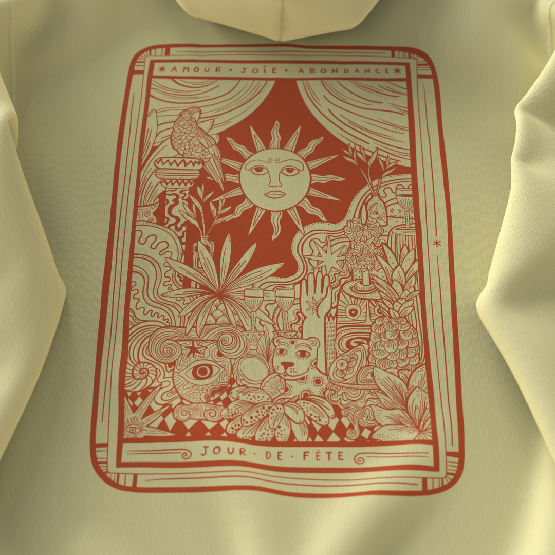 JOUR DE FÊTE . Hoodie unisexe . Crème