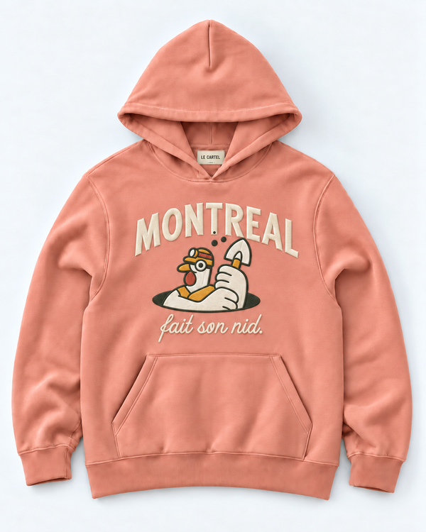 MONTRÉAL FAIT SON NID・Embroidered unisex hoodie・Pink