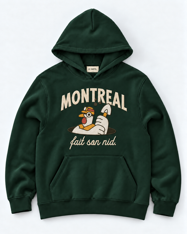 MONTRÉAL FAIT SON NID・Embroidered unisex hoodie・Green
