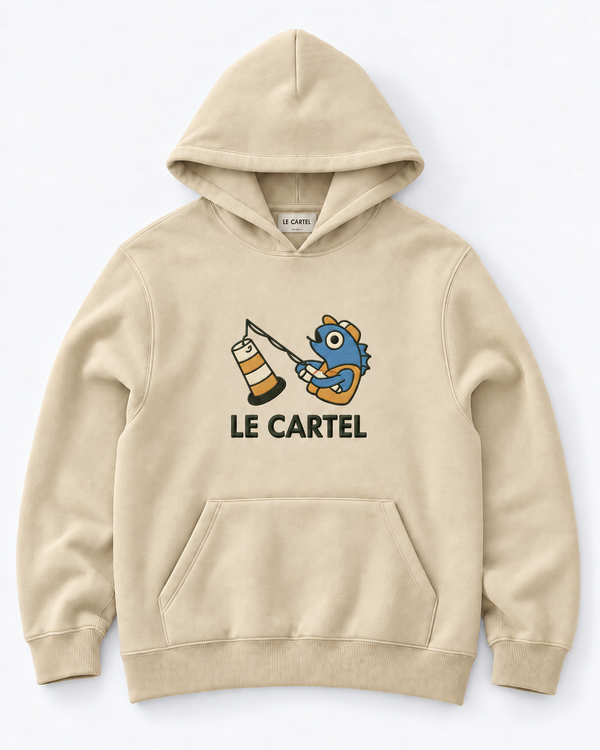 MIRACULOUS CATCH・Embroidered unisex hoodie・Cream