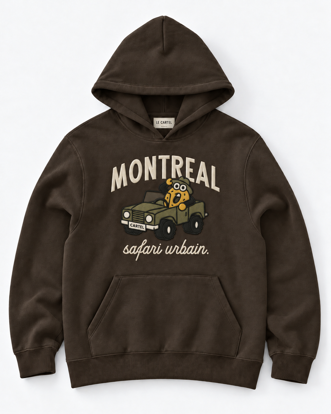 URBAN SAFARI・Embroidered unisex hoodie・Chocolate