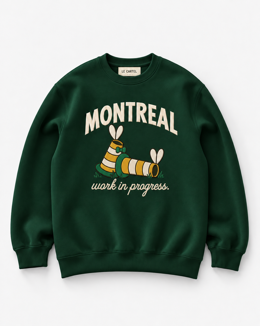 WORK IN PROGRESS・Unisex embroidered crewneck・Green