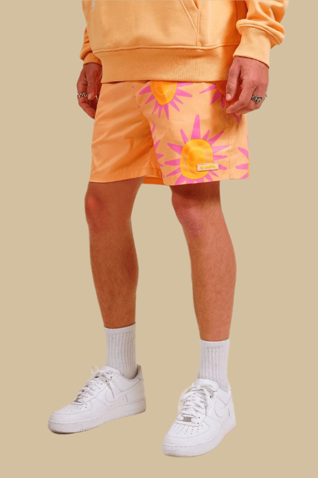 BURNING SUN・Short imprimé・Pêche