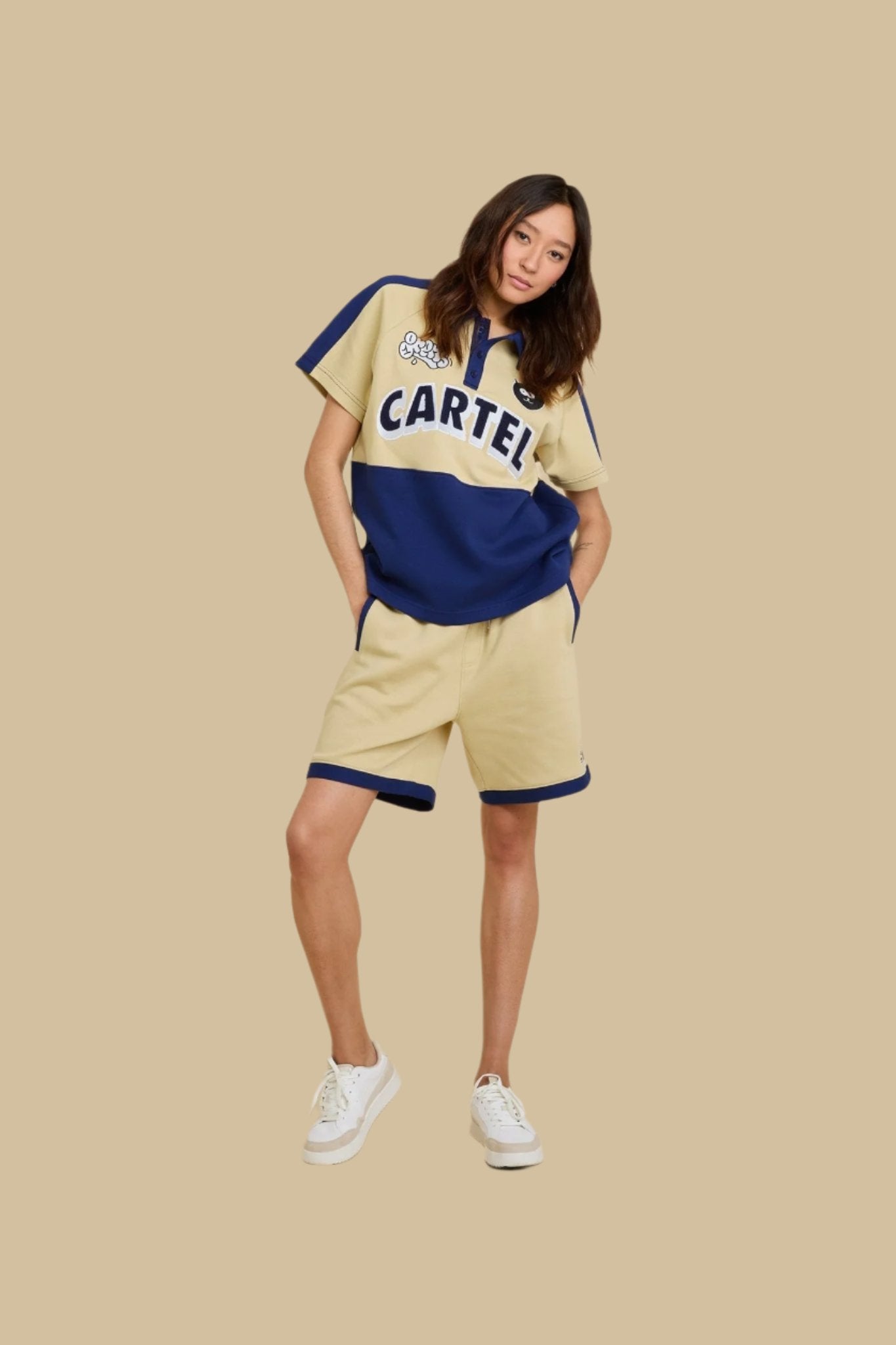 CHATCON・Short piqué unisexe・Bleu