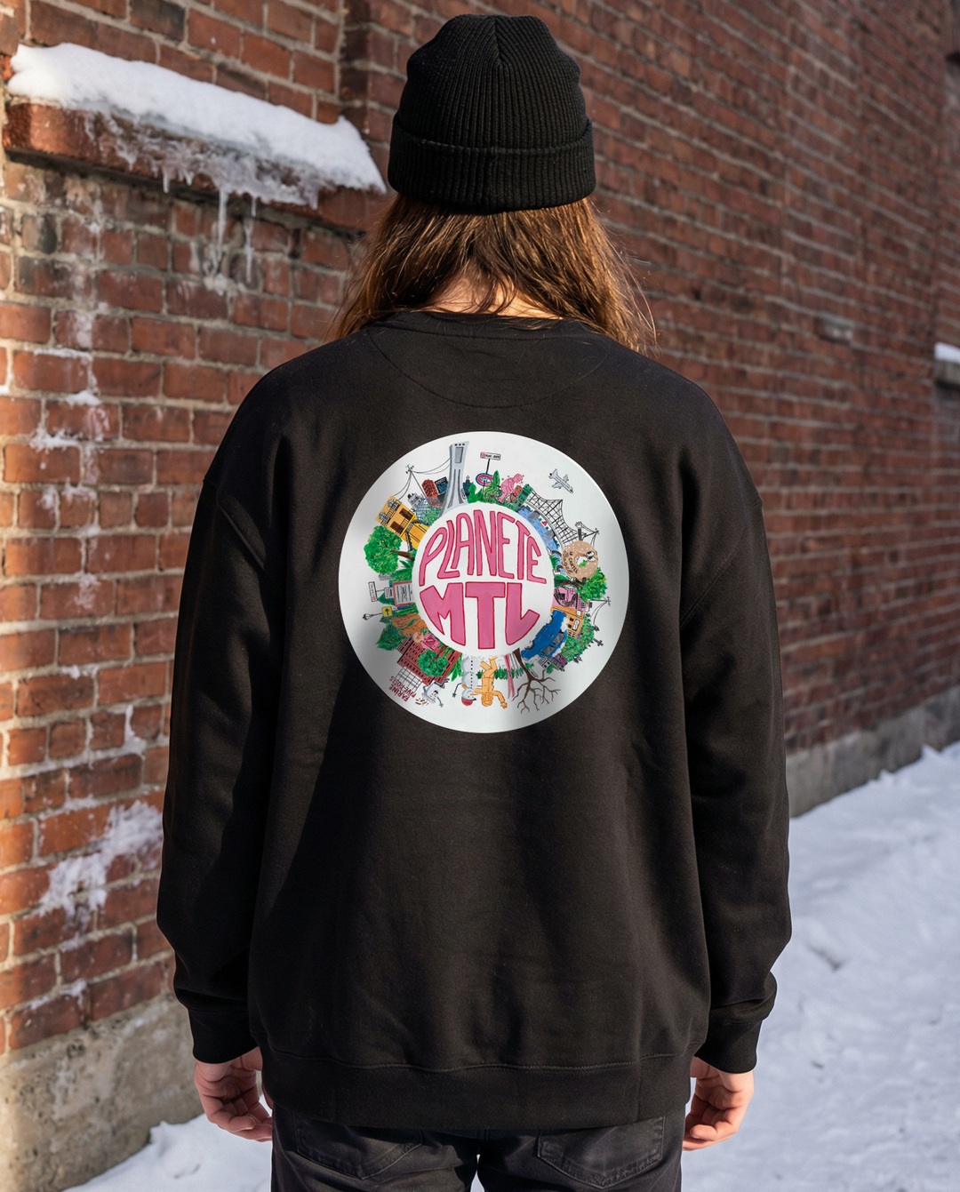 PLANÈTE MTL・Crewneck unisexe・Noir