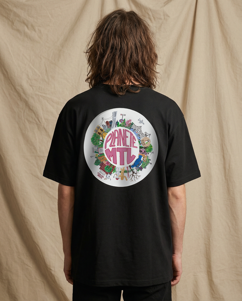 PLANÈTE MTL・T-shirt ample unisexe・Noir